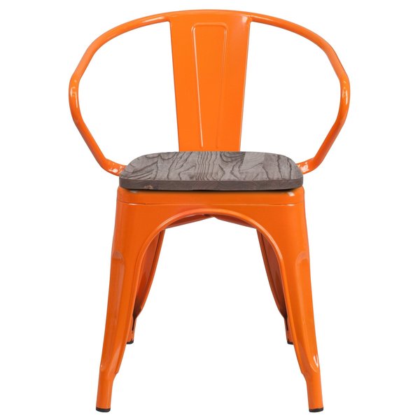 Metal Chair with Arms, Orange