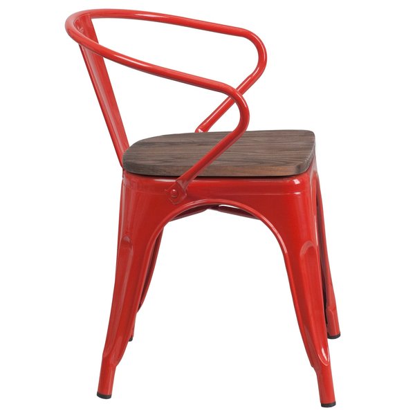 Metal Chair with Arms, Red
