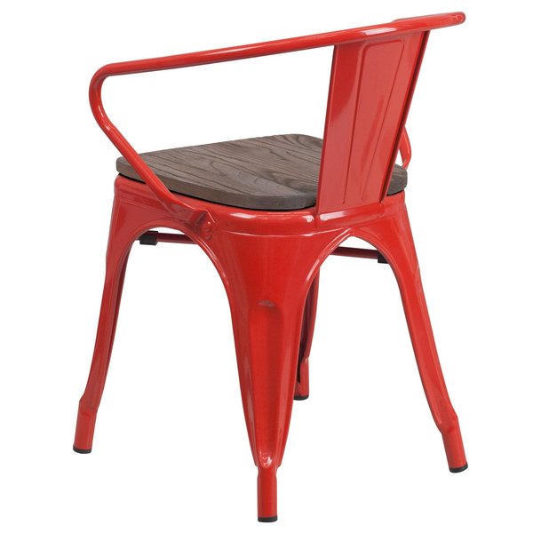 Metal Chair with Arms, Red