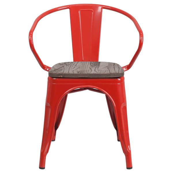 Metal Chair with Arms, Red