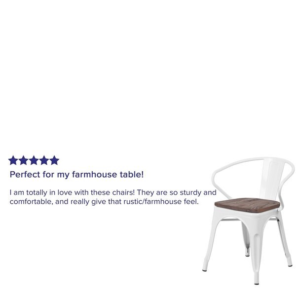 Metal Chair with Arms, White