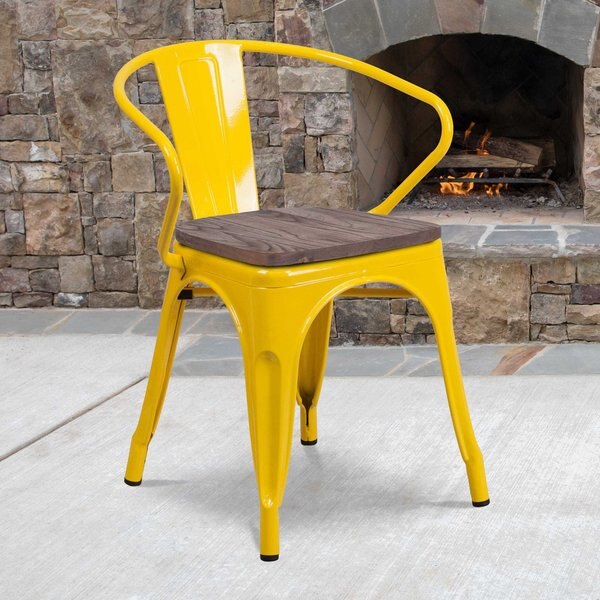 Metal Chair with Arms, Yellow