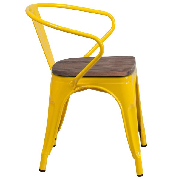 Metal Chair with Arms, Yellow