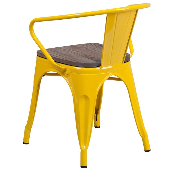 Metal Chair with Arms, Yellow