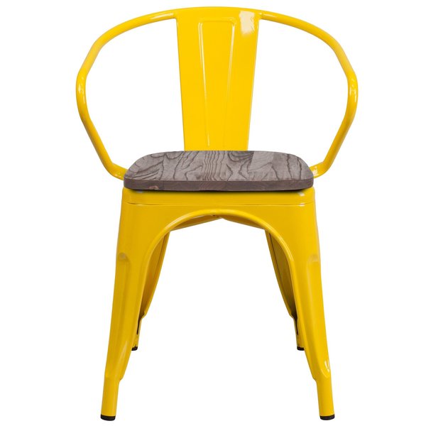Metal Chair with Arms, Yellow