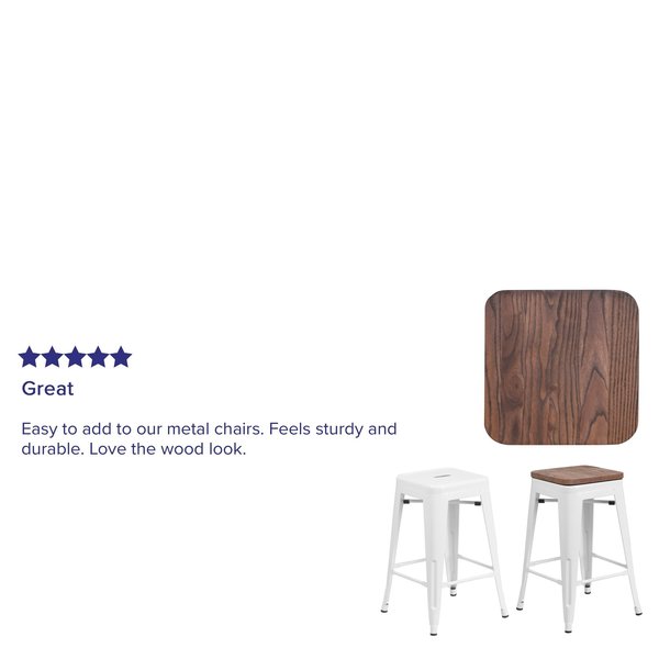 Barstool Seat, Rustic Walnut, Metal