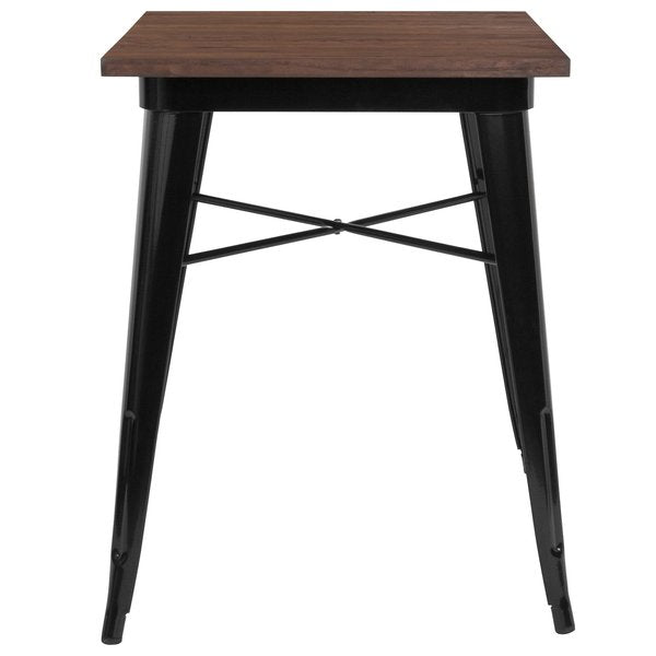 Square Chair, Sq Indoor Table, Black Metal, 23.5