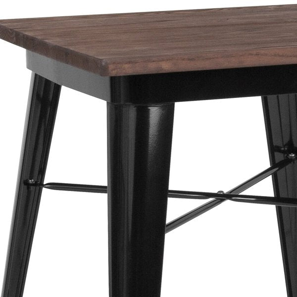 Square Chair, Sq Indoor Table, Black Metal, 23.5