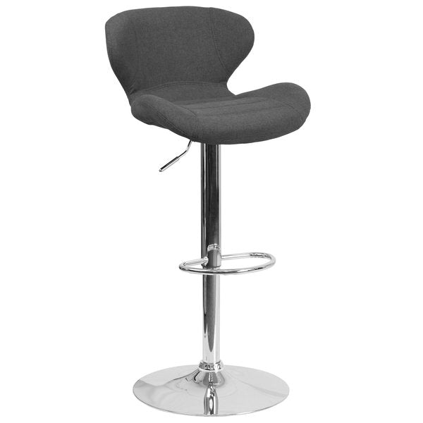 Charcoal Fabric Barstool, Adj Height