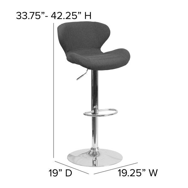 Charcoal Fabric Barstool, Adj Height