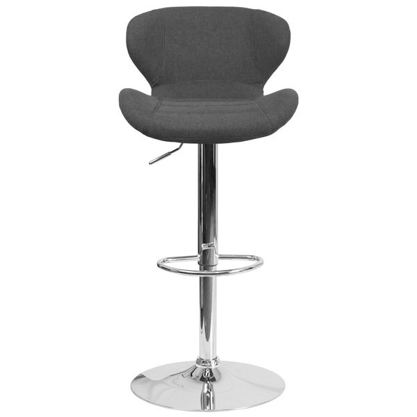 Charcoal Fabric Barstool, Adj Height