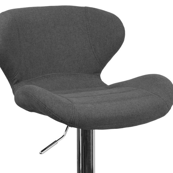 Charcoal Fabric Barstool, Adj Height