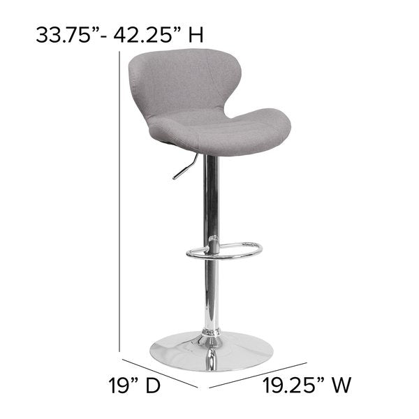 Gray Fabric Barstool, Adj Height