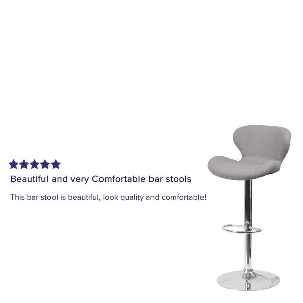 Gray Fabric Barstool, Adj Height
