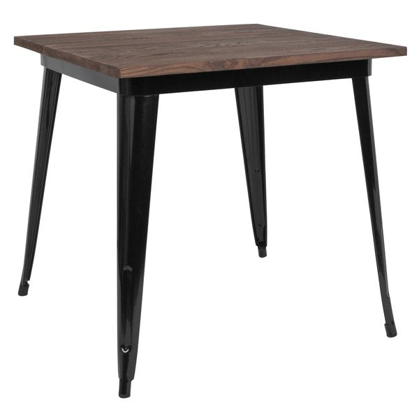 Square Square Black Metal Indoor Table with Wal, 31.5