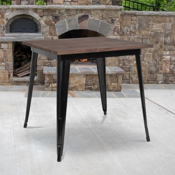 Square Square Black Metal Indoor Table with Wal, 31.5