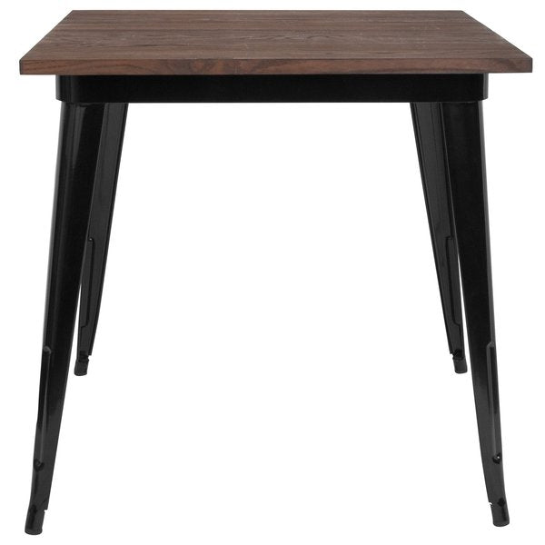 Square Square Black Metal Indoor Table with Wal, 31.5