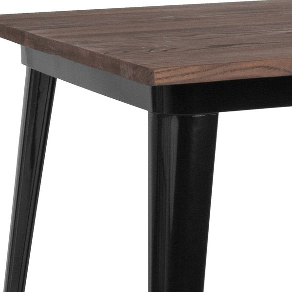 Square Square Black Metal Indoor Table with Wal, 31.5