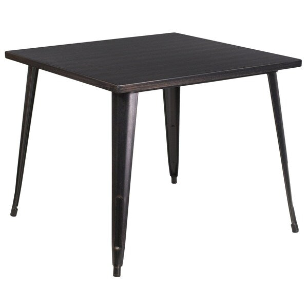 Square Antique Metal Table, 35.5SQ, 35.5