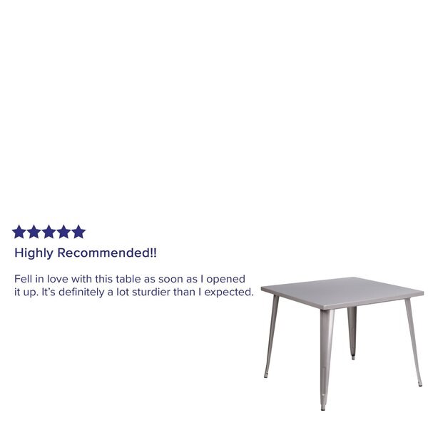 Square Silver Metal Table, 35.5SQ, 35.5
