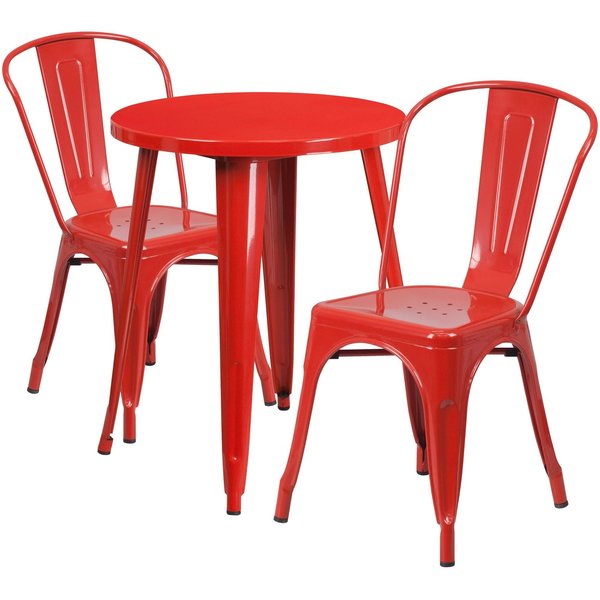 Round Red Metal Table Set, 24RD, 24