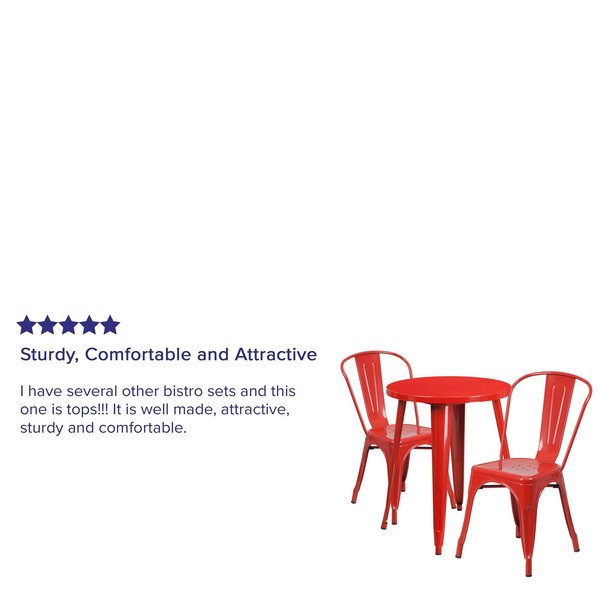 Round Red Metal Table Set, 24RD, 24