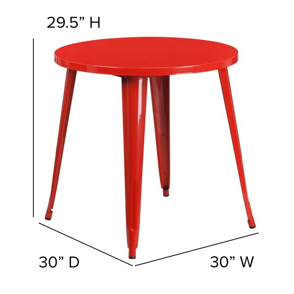 Round Red Metal Table, 30RD, 30