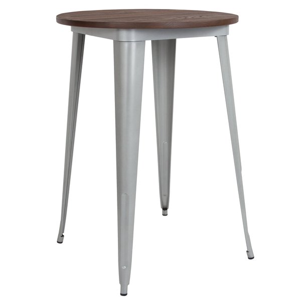 Round Silver Metal Bar Table, 30