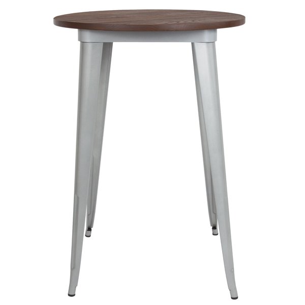 Round Silver Metal Bar Table, 30