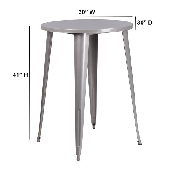 Silver Metal Bar Table, 30RD, 30