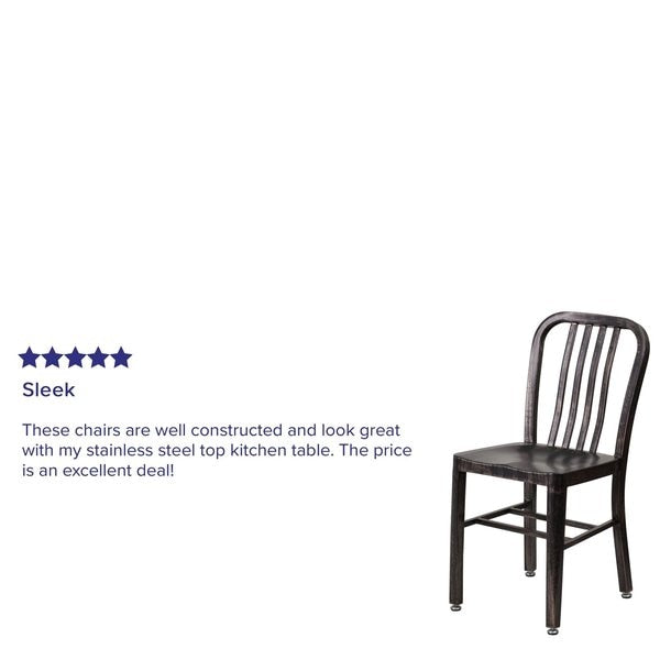 Gael Commercial Grade Black-Antique Gold Metal Indoor-Outdoor Chair