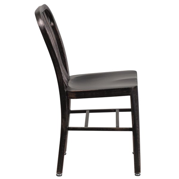 Gael Commercial Grade Black-Antique Gold Metal Indoor-Outdoor Chair