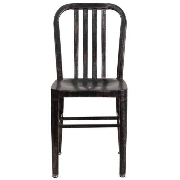 Gael Commercial Grade Black-Antique Gold Metal Indoor-Outdoor Chair