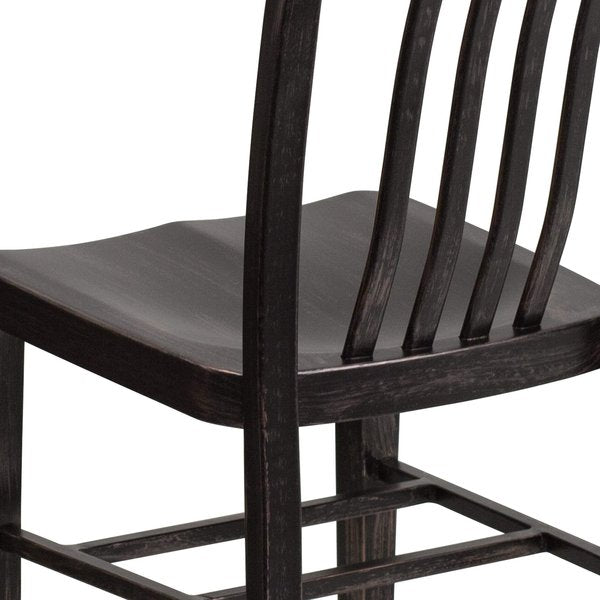 Gael Commercial Grade Black-Antique Gold Metal Indoor-Outdoor Chair