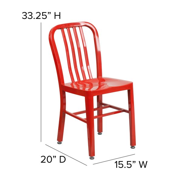 Gael Commercial Grade Red Metal Indoor-Outdoor Chair