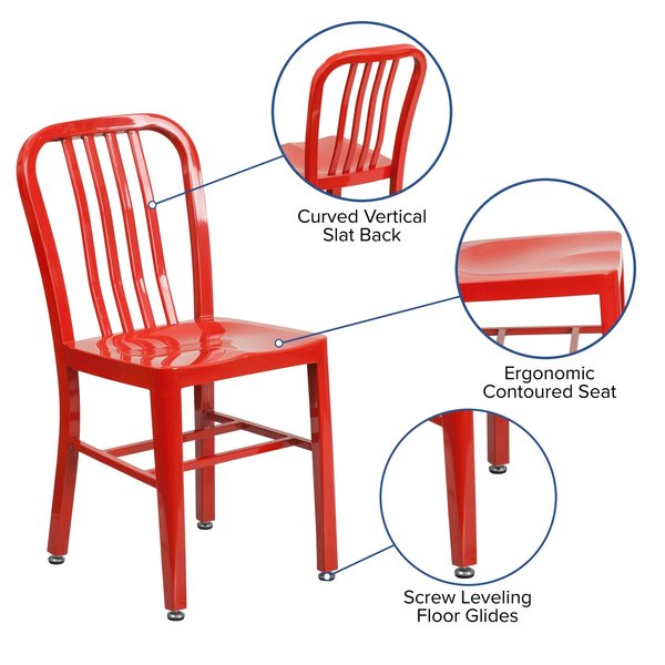 Gael Commercial Grade Red Metal Indoor-Outdoor Chair