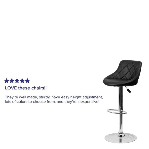 Black Vinyl Barstool, Adj Height, Seat Height Range: 23
