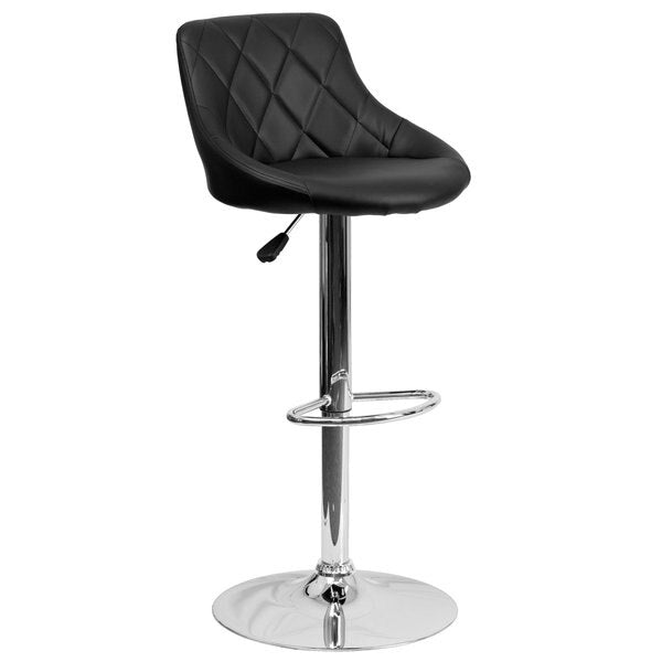 Black Vinyl Barstool, Adj Height, Seat Height Range: 23