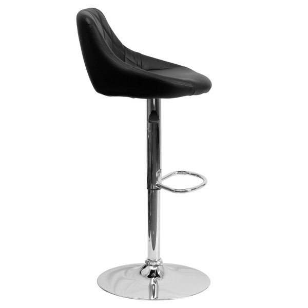 Black Vinyl Barstool, Adj Height, Seat Height Range: 23