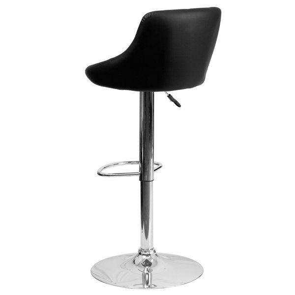 Black Vinyl Barstool, Adj Height, Seat Height Range: 23