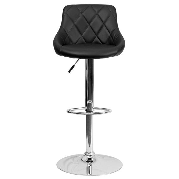 Black Vinyl Barstool, Adj Height, Seat Height Range: 23