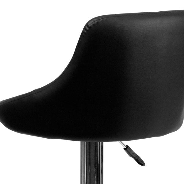 Black Vinyl Barstool, Adj Height, Seat Height Range: 23