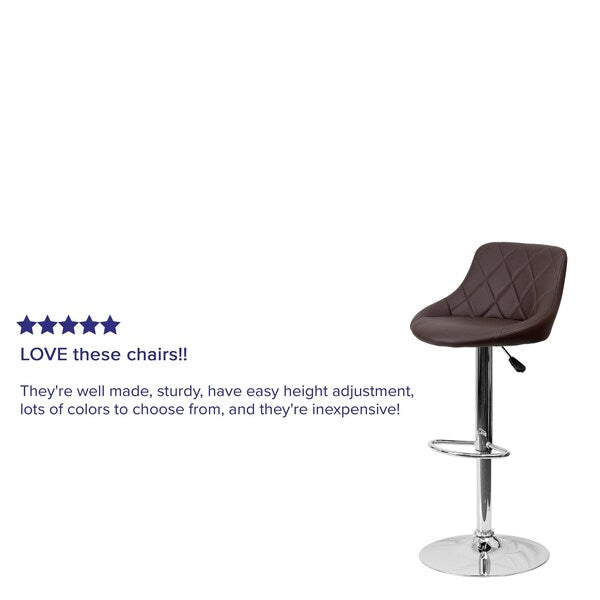 Brown Vinyl Barstool, Adj Height, Seat Height Range: 23