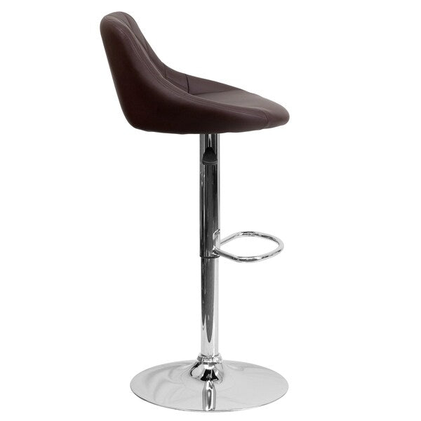 Brown Vinyl Barstool, Adj Height, Seat Height Range: 23