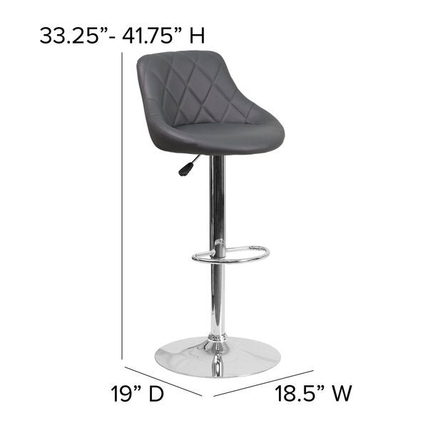 Gray Vinyl Barstool, Adj Height