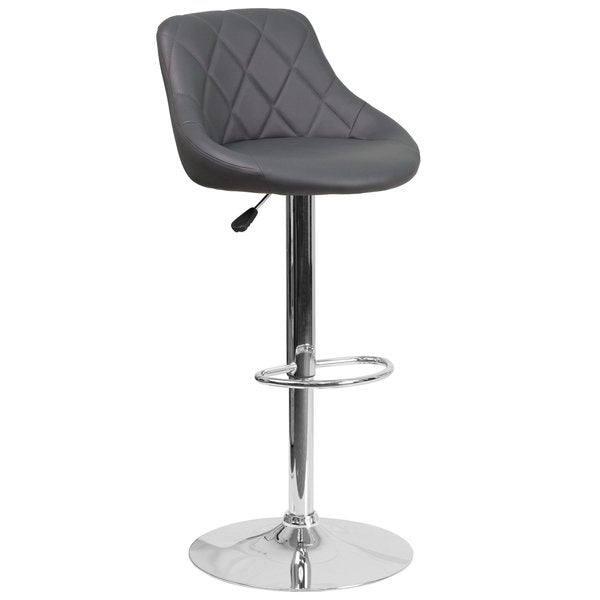 Gray Vinyl Barstool, Adj Height
