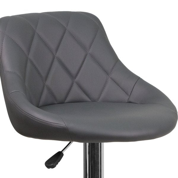 Gray Vinyl Barstool, Adj Height