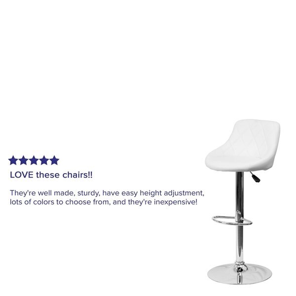 White Vinyl Barstool, Adj Height