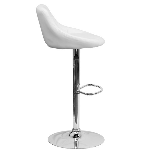 White Vinyl Barstool, Adj Height