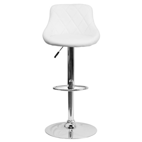White Vinyl Barstool, Adj Height